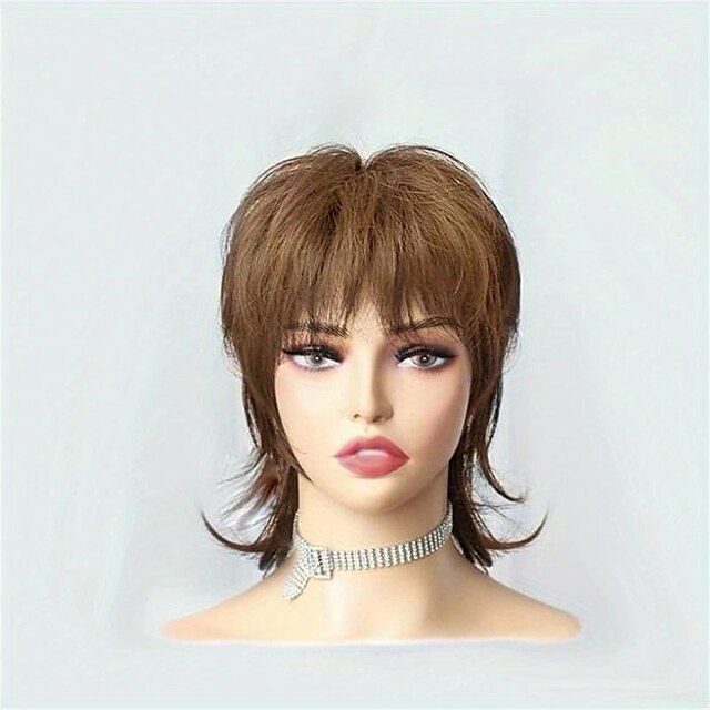 Short Blonde Wig Shaggy Layered S Mullet Wig Pixie Cut Wig With Bangs