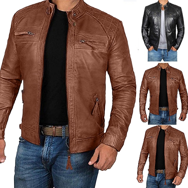 Homme Veste Blouson Simili Cuir Veste moto Blouson Moto Extérieur du