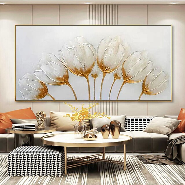 Mintura Handmade Abstract Flower Oil Paintings On Canvas Wall Art