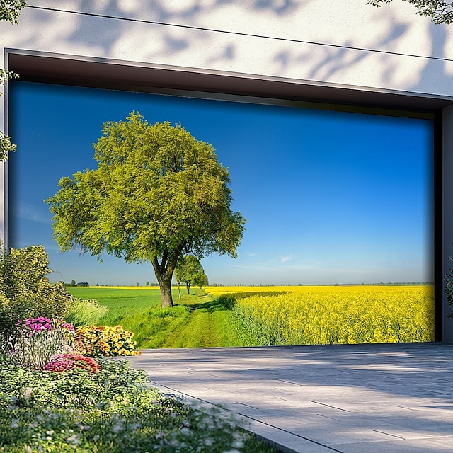 Landscape Field Door Decorations Garage Door Cover Outdoor Banner Large