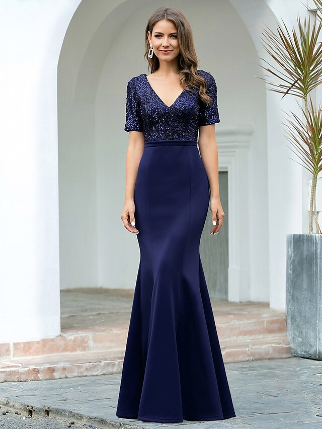 Corte Trompeta Sirena Reluciente Elegante Pedida Noche Formal Vestido