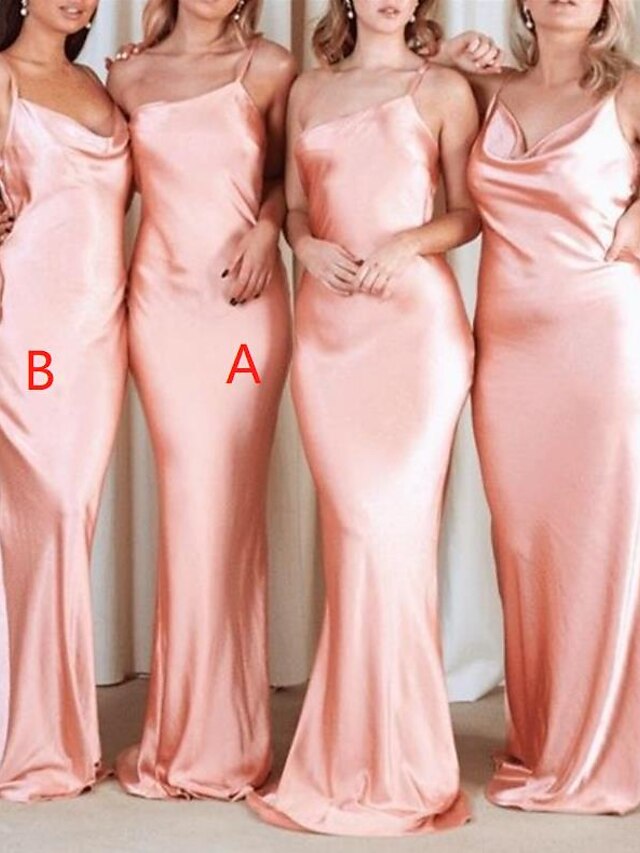 Sheath Column Bridesmaid Dress Spaghetti Strap Sleeveless Elegant