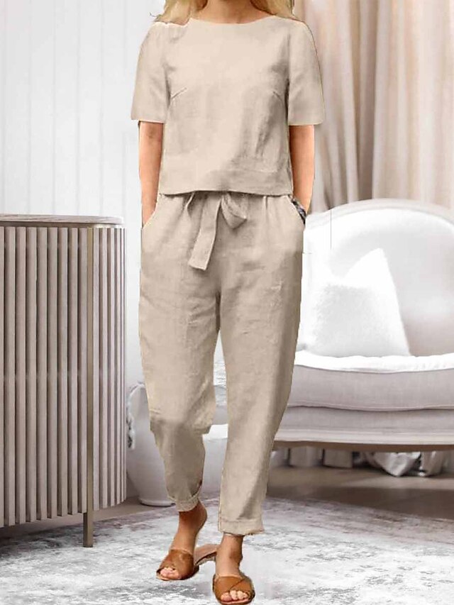 Mulheres Loungewear Conjuntos Cor Imaculada Moda Simples Casual Rua