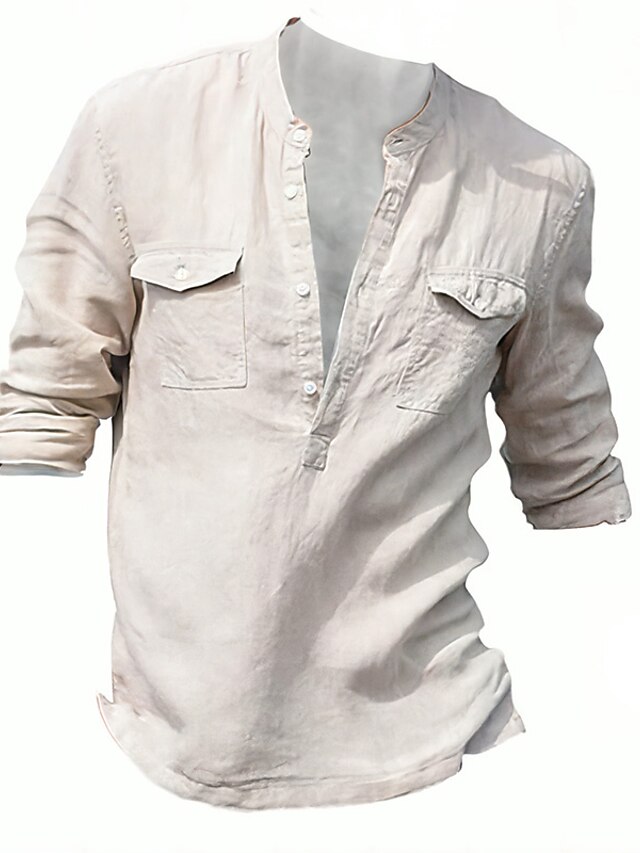 Homme Chemise Chemise En Lin Et Coton Chemise En Coton Blanc Chemise