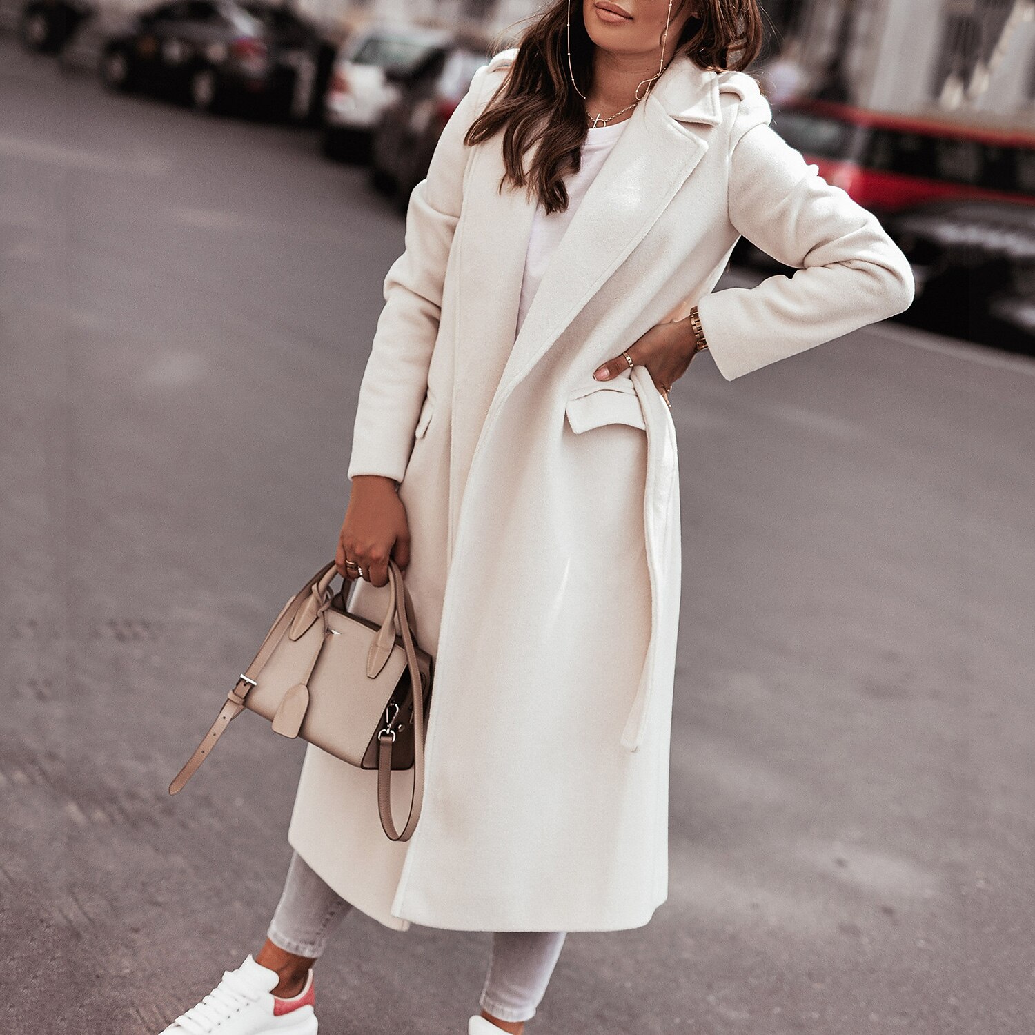Coat Pea Coat Long Patchwork Coat 