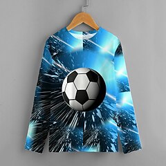 halpa -Lapset Poikien T-paita Pitkähihainen Jalkapallo 3D-tulostus Uima-allas Lapset Topit Aktiivinen Syksy Normaali 4-12 vuotta