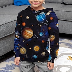 halpa -Lapset Poikien Huppari Pitkähihainen Galaksi Avaruus 3D-tulostus Musta Lapset Topit Aktiivinen Syksy Normaali 4-12 vuotta