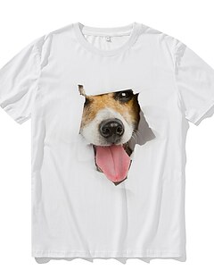 cheap -Men&#039;s Unisex T shirt Tee Dog Graphic Prints Deer Hot Stamping Crew Neck Casual Daily Short Sleeve Print Tops Cotton Basic Designer Big and Tall White Yellow / Summer