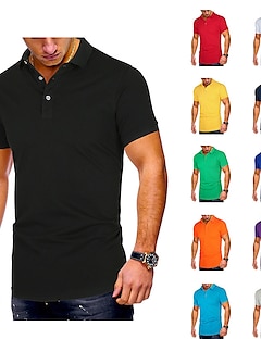 cheap -Men&#039;s Golf Shirt Solid Color Turndown Casual Daily Short Sleeve Button-Down Tops Lightweight Fashion Big and Tall Sports Green White Black / Summer