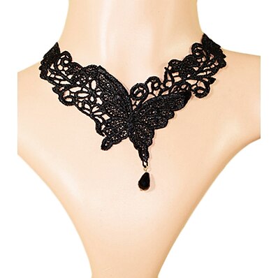 cheap Women&#039;s Jewelry-Choker Necklace Vintage Necklace For Onyx Women&#039;s Party Daily Hollow Out Fabric Lace Alloy Black / Tattoo Choker Necklace