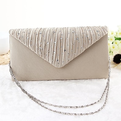 cheap Accessories-Women&#039;s Evening Bag Wedding Bags Handbags Polyester Evening Bag Party Event / Party Plain Black Silver Gold Beige