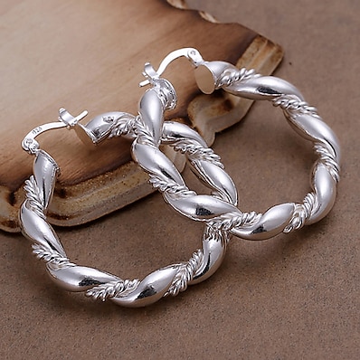 cheap Women&#039;s Jewelry-Hoop Earrings Women&#039;s Party Casual Daily Twisted Machete Copper Silver Plated