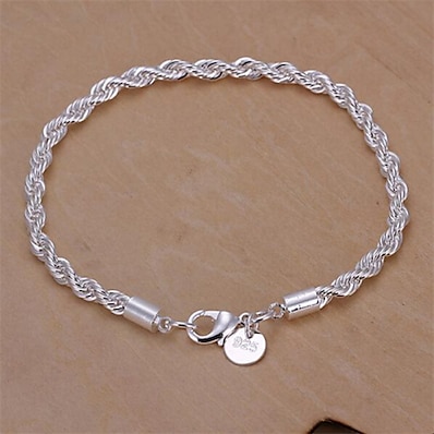 cheap Accessories-Women&#039;s Chain Bracelet Twist Prince Of Wales Twisted Baht Chain Snake Ladies Basic Fashion Italian everyday Sterling Silver Bracelet Jewelry Silver For Party Wedding Daily