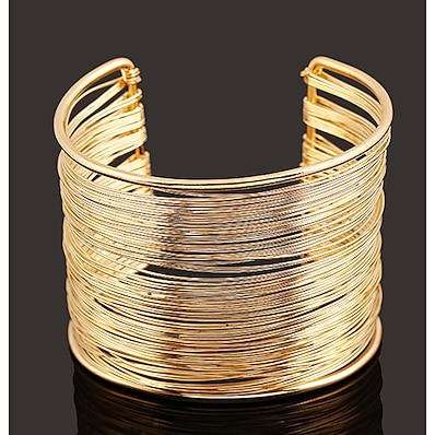 baratos Acessórios-Mulheres Pulseiras Algema Pulseira larga Multi Camadas Simples Moda Europeu Liga Pulseira de jóias Prata / Dourado Para Diário