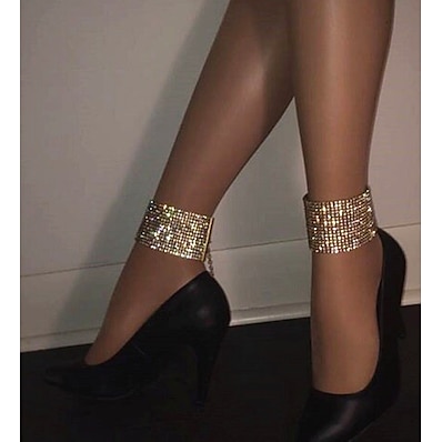 baratos Acessórios-tornozeleira Luxo Mulheres Bijuteria de Corpo Para Diário Carnaval Imitações de Diamante Prata Dourado 1pç