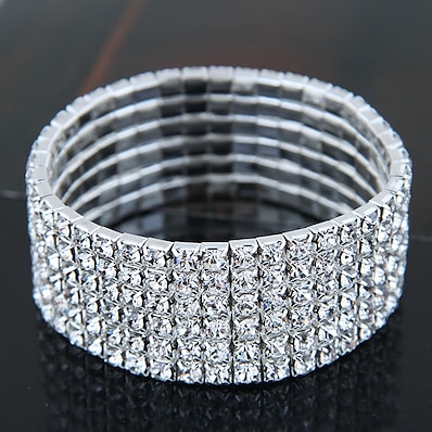 cheap Accessories-Women&#039;s Bracelet Bangles Tennis Bracelet Party Ladies Vintage Bridal Iced Out Rhinestone Bracelet Jewelry Silver For Christmas Gifts Wedding Dailywear Masquerade Engagement Party Prom