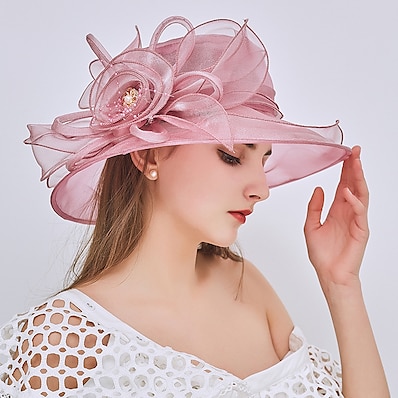 cheap Accessories-Women&#039;s Stylish Party Wedding Street Party Hat Flower Wine Pink Hat Portable Sun Protection Breathable / Fall / Winter / Spring / Summer