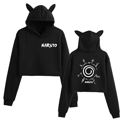 cheap Everyday Cosplay Anime Hoodies &amp; T-Shirts-Inspired by Naruto Uzumaki Naruto Crop Top Hoodie Anime Polyester / Cotton Blend Graphic Prints Printing Harajuku Graphic Crop Top For Women&#039;s / Men&#039;s