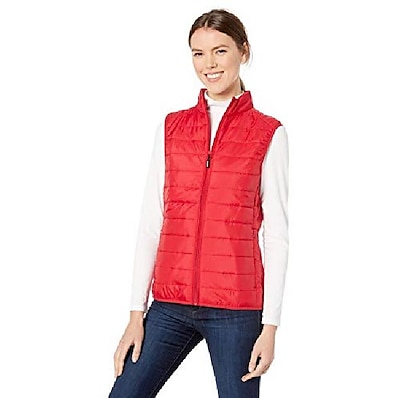 cheap Camping, Hiking &amp; Backpacking-Women&#039;s Hiking Vest Quilted Puffer Vest Down Vest Winter Jacket Trench Coat Top Outdoor Autumn / Fall Winter Thermal Warm Packable Lightweight Breathable Solid Color Wine Pink Black Skiing Hunting