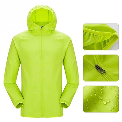 cheap Camping, Hiking &amp; Backpacking-Women&#039;s Elastane Hiking Jacket Hiking Windbreaker Summer Outdoor Packable Lightweight Solid Color Single Slider Jacket Hoodie Top Fishing Climbing Running Yellow Pink Green Sky Blue Royal Blue