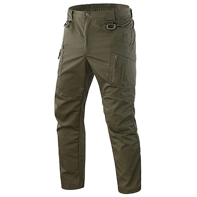 cheap Hunting &amp; Nature-Men&#039;s Hiking Cargo Pants Tactical Cargo Pants Autumn / Fall Spring Summer Ripstop Multi-Pockets Breathable Quick Dry Nylon Cotton Bottoms for Camping / Hiking Hunting Fishing Dark Khaki Green Ruins