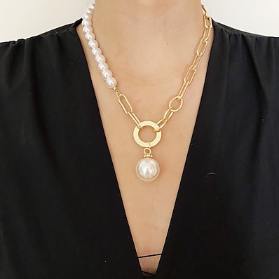 preiswerte ZUBEHÖR-1 Stück Halsketten Halskette Damen Strasse Geschenk Täglich Klassisch Künstliche Perle Aleación Feuerwerk