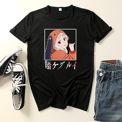 cheap Everyday Cosplay Anime Hoodies &amp; T-Shirts-Inspired by Yomoduki Runa Kakegurui / Compulsive Gambler Microfiber Cosplay Costume T-shirt Printing Graphic Prints T-shirt For Men&#039;s / Women&#039;s