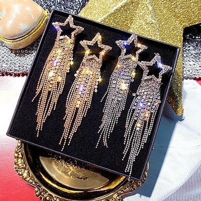 Χαμηλού Κόστους Γυναικεία Κοσμήματα-1 ζευγάρι Κρεμαστά Σκουλαρίκια θαυμαστής σκουλαρίκια Γυναικεία Πάρτι / Βράδυ Ημερομηνία Φεστιβάλ Φούντα Προσομειωμένο διαμάντι Κράμα Stea
