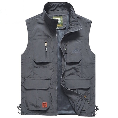 cheap Camping, Hiking &amp; Backpacking-Men&#039;s Hiking Vest / Gilet Fishing Vest Military Tactical Vest Sleeveless Vest / Gilet Jacket Top Outdoor Quick Dry Lightweight Breathable Soft Autumn / Fall Spring Summer Spandex Polyester Solid Color