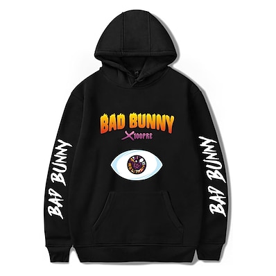 cheap Everyday Cosplay Anime Hoodies &amp; T-Shirts-Inspired by bad bunny Cosplay Cosplay Costume Hoodie Polyester / Cotton Blend Graphic Printing Harajuku Graphic Hoodie For Women&#039;s / Men&#039;s