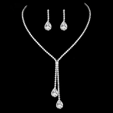 cheap Earrings-Women&#039;s Jewelry Set Bridal Jewelry Sets Tennis Chain Pear Simple Elegant Fashion European Rhinestone Earrings Jewelry Silver For Wedding Anniversary Gift Engagement Prom 1 set