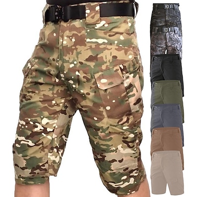 cheap Camping, Hiking &amp; Backpacking-Men&#039;s Hiking Cargo Shorts Hiking Shorts Tactical Shorts Military Summer Outdoor 12&quot; Ripstop Quick Dry Breathable Multi Pockets Zipper Pocket Knee Length Pants / Trousers Bottoms Light Khaki