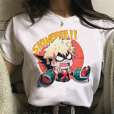 cheap Everyday Cosplay Anime Hoodies &amp; T-Shirts-Inspired by My Hero Academia / Boku No Hero Cosplay Polyester / Cotton Blend Anime Cartoon Harajuku Graphic Kawaii Print T-shirt For Men&#039;s / Women&#039;s