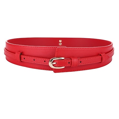 cheap Accessories-Women&#039;s Wide Belt Coffee White Party Wedding Street Daily Belt Solid Color / Red / Fall / Winter / Spring / Summer