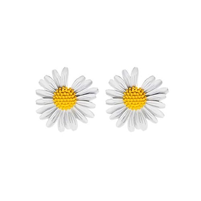cheap Accessories-white daisy flower stud earrings sterling silver needle daisy flower earrings studs hypoallergenic fashion sunflower jewelry gift for women girls