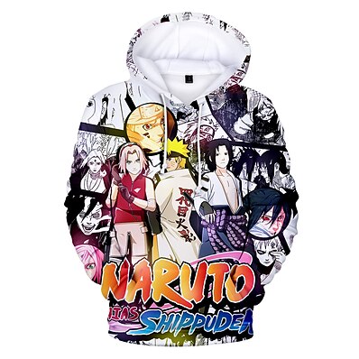 cheap Everyday Cosplay Anime Hoodies &amp; T-Shirts-Inspired by Naruto Uchiha Sasuke 100% Polyester Anime Cartoon Harajuku Graphic Kawaii 3D Hoodie For Men&#039;s / Women&#039;s