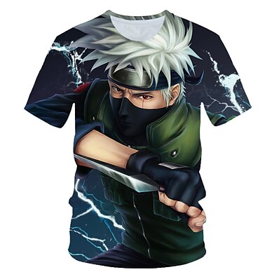 cheap Everyday Cosplay Anime Hoodies &amp; T-Shirts-Inspired by Naruto Akatsuki Polyester / Cotton Blend Anime Cartoon 3D Harajuku Graphic 3D T-shirt For Men&#039;s / Women&#039;s