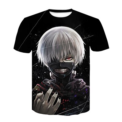 cheap Everyday Cosplay Anime Hoodies &amp; T-Shirts-Inspired by Tokyo Ghoul Cosplay 100% Polyester Anime Cartoon Harajuku Graphic Kawaii 3D T-shirt For Men&#039;s / Women&#039;s
