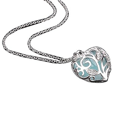 povoljno Ženski nakit-ogrlice, modne žene šuplje privjesak od rhinestona u obliku srca svjetleći lanac ogrlica dar - plava