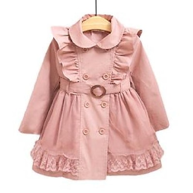 cheap Girls&#039; Jackets &amp; Coats-Children Jackets Trench Coats For Girls Brand Jackets Coats Cute Lace Cotton Kids Trench Coat Baby Jacket For Girls