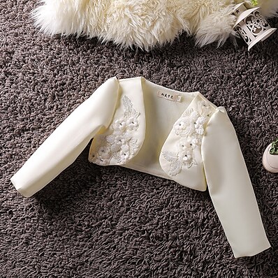 cheap Girls&#039; Clothing-Kids Girls&#039; Long Sleeve Coat White embroidery Pink embroidery Red embroidery Patchwork Cute Spring Summer 3-12 Years Party / Short