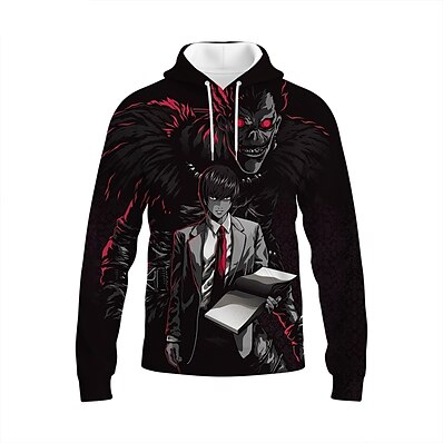 cheap Everyday Cosplay Anime Hoodies &amp; T-Shirts-Inspired by Death Note Yagami Light Ryuk 100% Polyester Hoodie Anime Harajuku Graphic Kawaii Pattern Hoodie For Unisex / Couple&#039;s