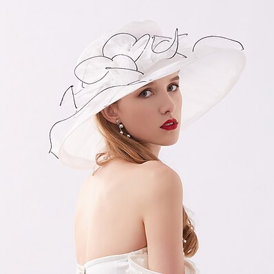 cheap Accessories-Women&#039;s Party Party Wedding Special Occasion Party Hat Solid Color Flower Wine Black Hat Portable Sun Protection Breathable / White / Fall / Winter / Spring / Summer