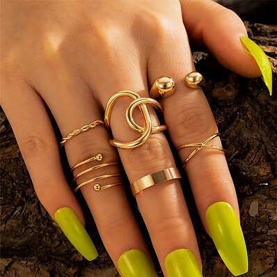 tanie Biżuteria damska-Pierścień Klasyczny Złoty Stop Natutalne Moda Święto 1 zestaw Jeden rozmiar / Damskie