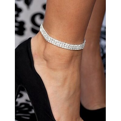 hesapli Kadın Takıları-Bacak Zincirleri Sanatsal Basit Moda Kadın&#039;s Vücut Mücevheri Uyumluluk Klasik Hediye Tatil Yapay Elmas alaşım Düğün Gümüş / Nişan / Kumsal