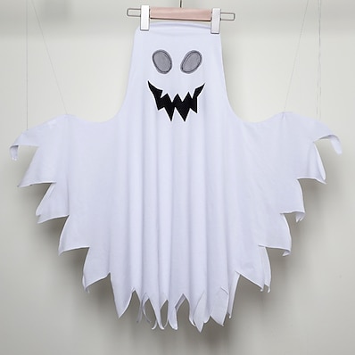 cheap Girls&#039; Clothing-Kids Unisex Cloak Cape Ghost White Cotton Children Tops Active Fall Halloween Regular Fit 3-8 Years