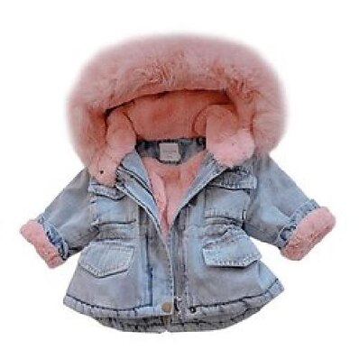 cheap Girls&#039; Clothing-Kids Girls&#039; Coat Pink*short denim jacket Gray*short cow in coat Blue Solid Color Cute 3-8 Years / Toddler / Cotton