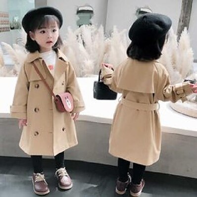 cheap Girls&#039; Jackets &amp; Coats-Kids Girls&#039; Coat Camel Solid Color Casual Daily 3-8 Years / Cute / Cotton
