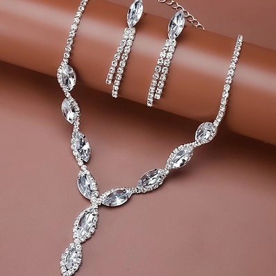 ieftine Bijuterii de Damă-1set Seturi de bijuterii Seturi de bijuterii de mireasă Pentru femei Nuntă Cadou Oficial Clasic Ștras Aliaj Fericit