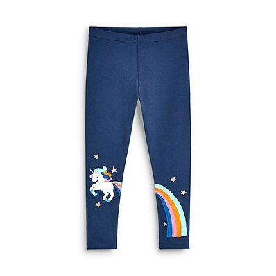 cheap Girls&#039; Clothing-Kids Girls&#039; Leggings Navy Blue Print Rainbow Animal Basic Fall Spring 3-8 Years Daily Wear / Maxi / Tights / Casual / Daily / Cute / Cotton